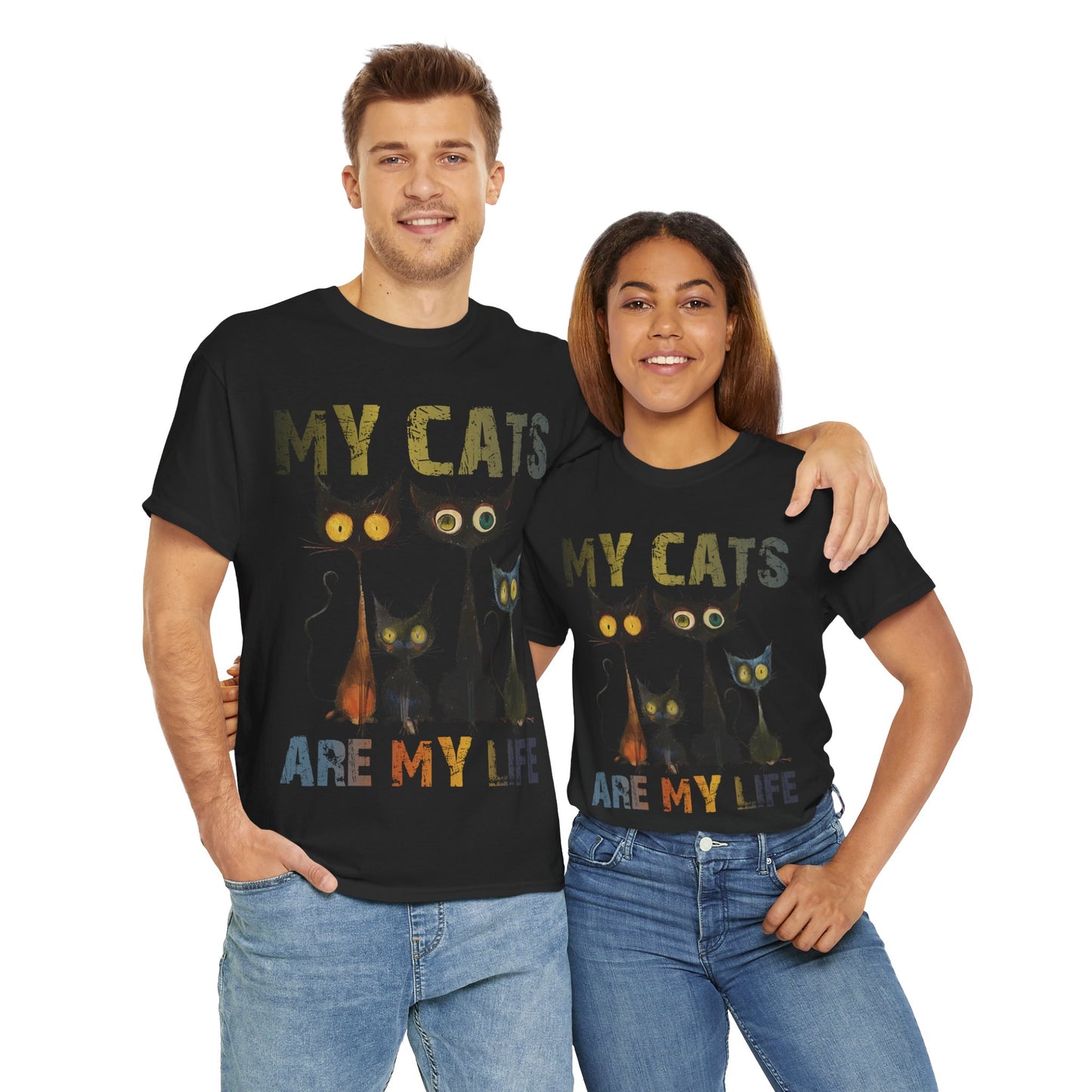 My Cats Unisex Tee, Natural Casual Gift for Him or Her, Cat Lover Tshirt, Funny Animal Shirt, Unisex Cotton Tee