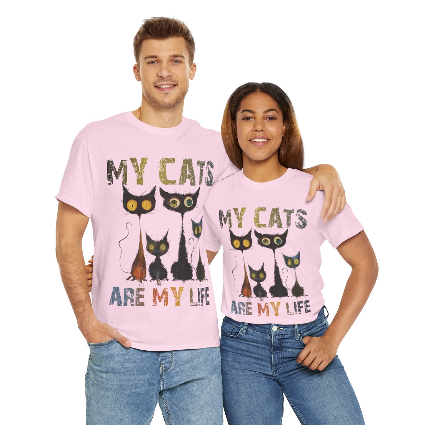 My Cats Unisex Tee, Natural Casual Gift for Him or Her, Cat Lover Tshirt, Funny Animal Shirt, Unisex Cotton Tee