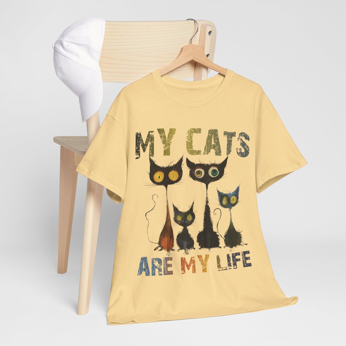 My Cats Unisex Tee, Natural Casual Gift for Him or Her, Cat Lover Tshirt, Funny Animal Shirt, Unisex Cotton Tee