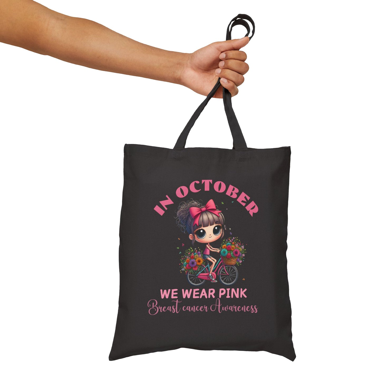 Cotton Canvas Tote Bag, Pink Tote Bags - Breast Cancer Awareness