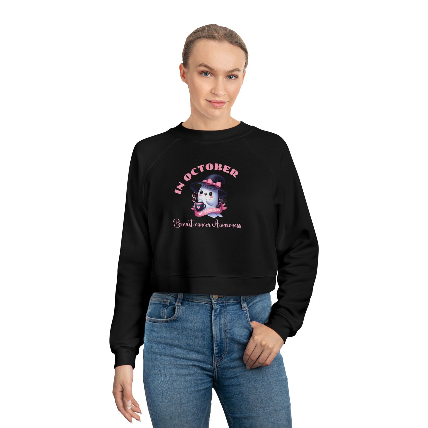 Cropped Sweatshirt Breast Cancer Awareness October Pink Pullover