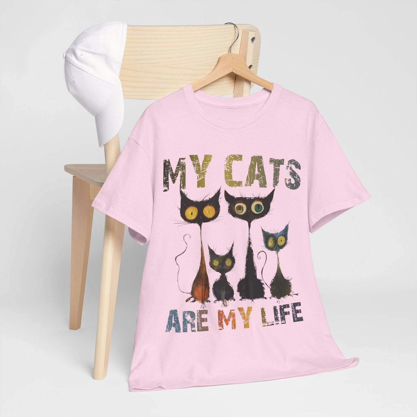 My Cats Unisex Tee, Natural Casual Gift for Him or Her, Cat Lover Tshirt, Funny Animal Shirt, Unisex Cotton Tee