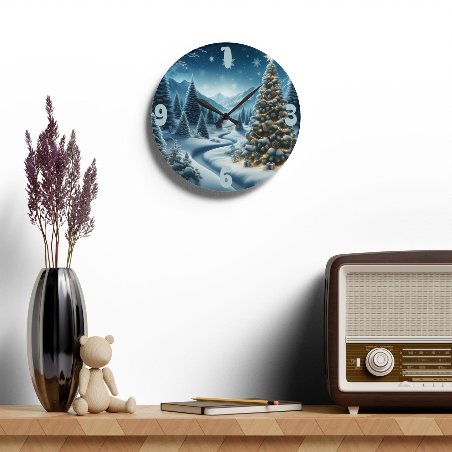 Reloj Navidad" - Acrylic Wall Clock, Christmas Decor, Gift, Home Decoration