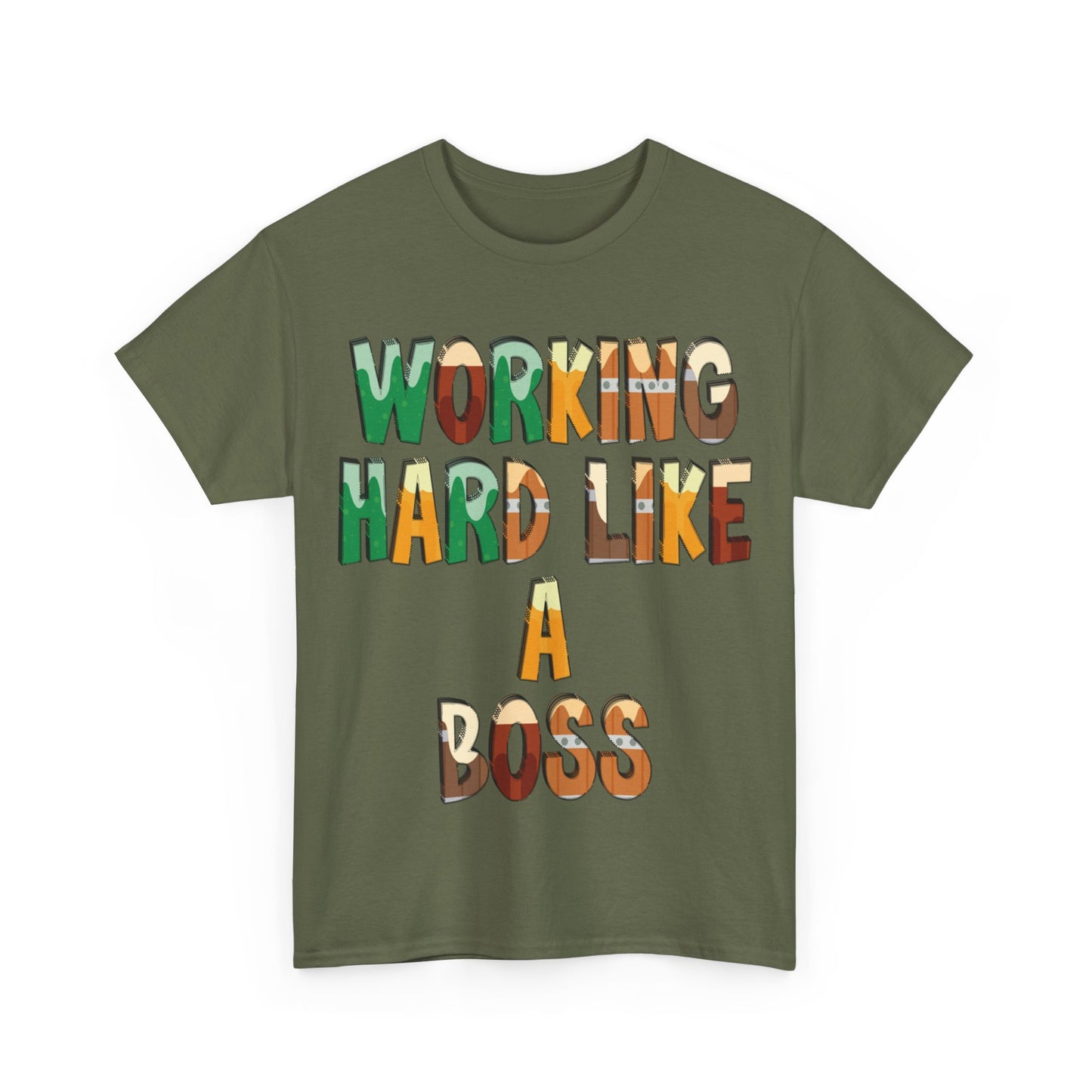 Boss Quote Unisex Heavy Cotton Tee, Working Hard Like a Boss, Unisex Tee, Graphic Tee, Funny Tee, Hispanic Boss Shirt