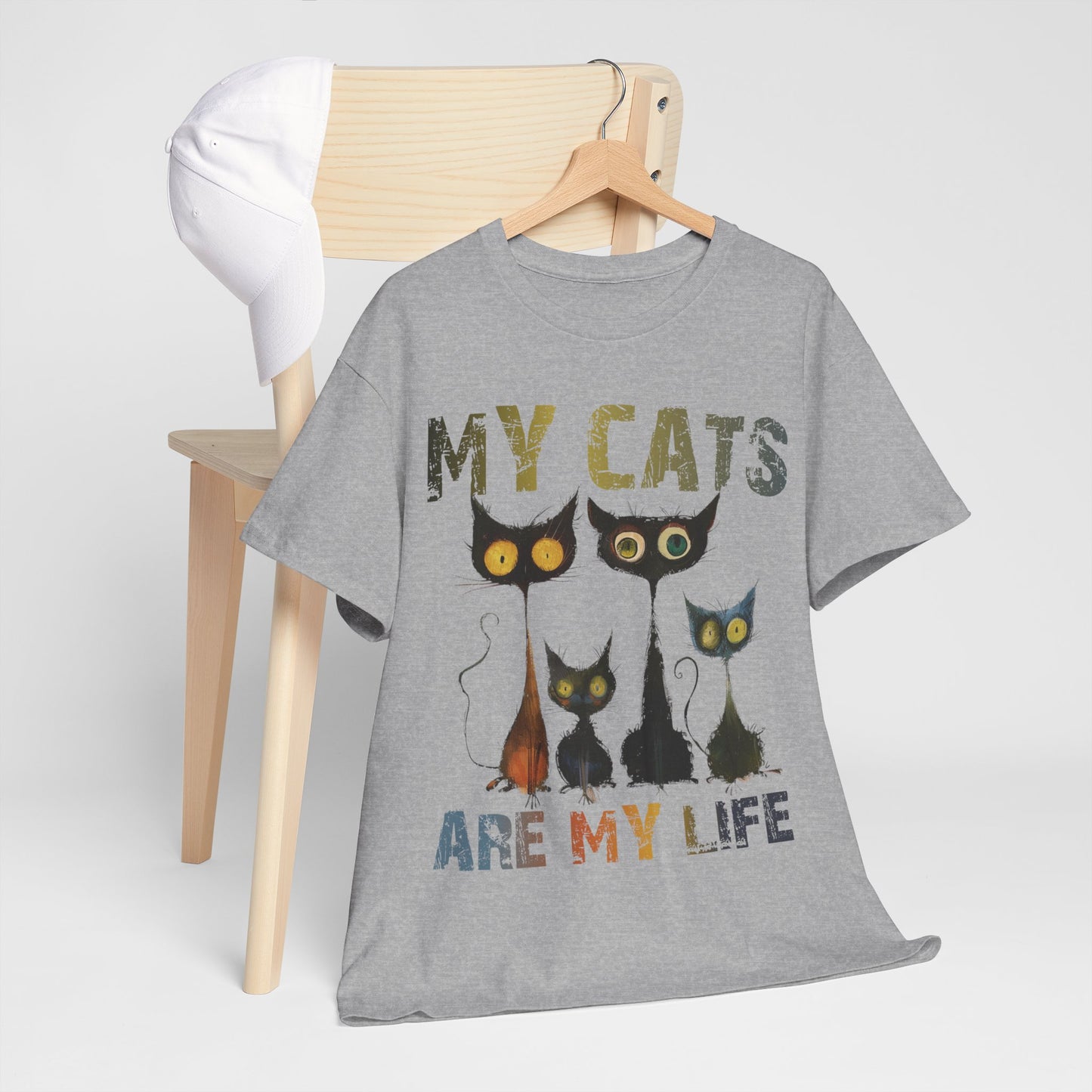 My Cats Unisex Tee, Natural Casual Gift for Him or Her, Cat Lover Tshirt, Funny Animal Shirt, Unisex Cotton Tee