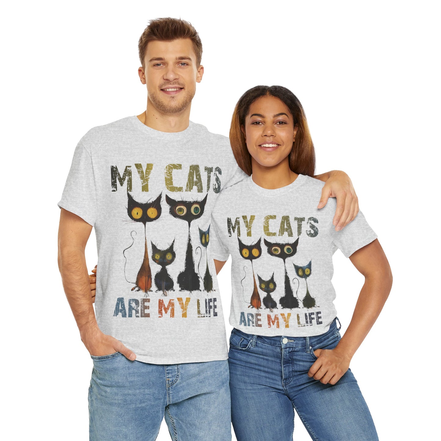 My Cats Unisex Tee, Natural Casual Gift for Him or Her, Cat Lover Tshirt, Funny Animal Shirt, Unisex Cotton Tee