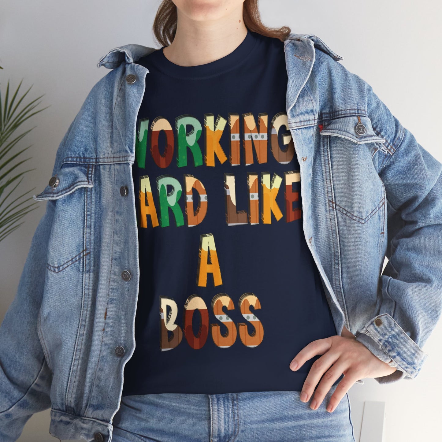 Boss Quote Unisex Heavy Cotton Tee, Working Hard Like a Boss, Unisex Tee, Graphic Tee, Funny Tee, Hispanic Boss Shirt