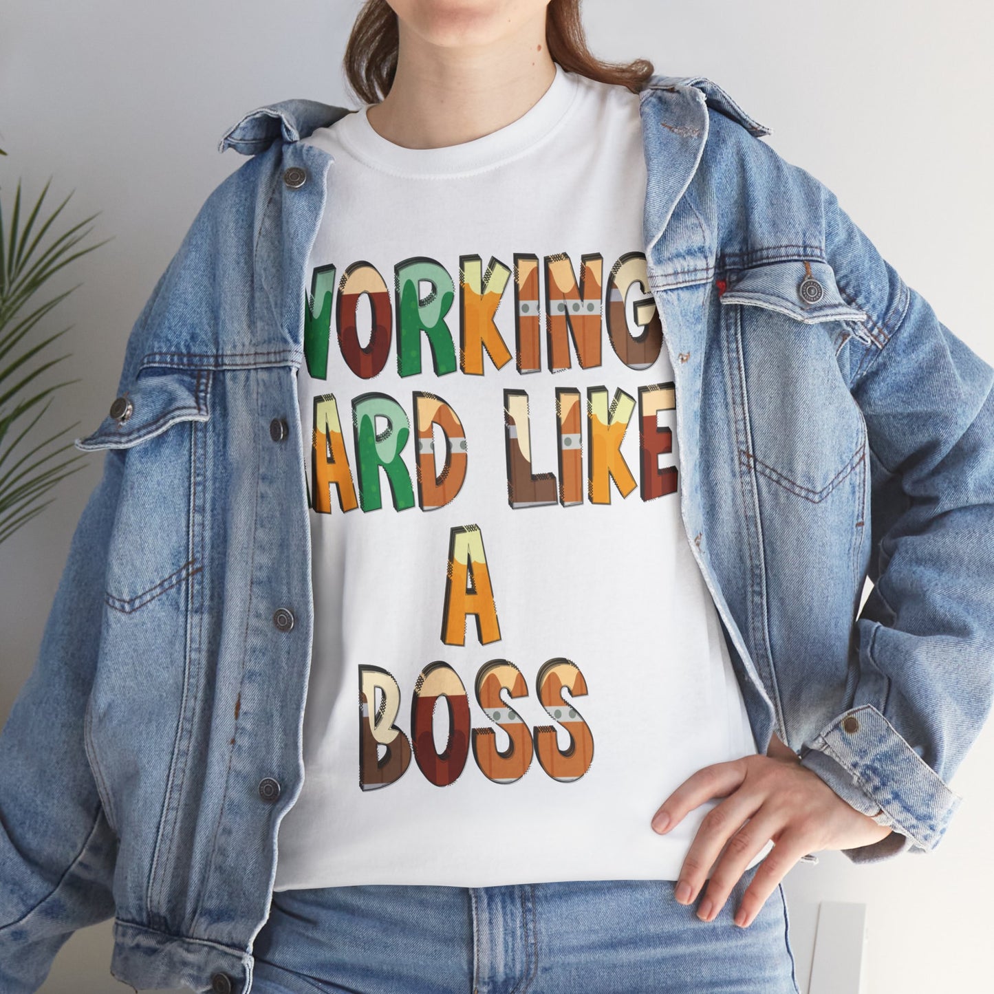 Boss Quote Unisex Heavy Cotton Tee, Working Hard Like a Boss, Unisex Tee, Graphic Tee, Funny Tee, Hispanic Boss Shirt