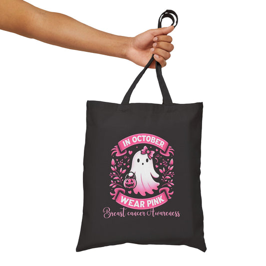 Cotton Canvas Tote Bag, Pink Tote Bags - Breast Cancer Awareness