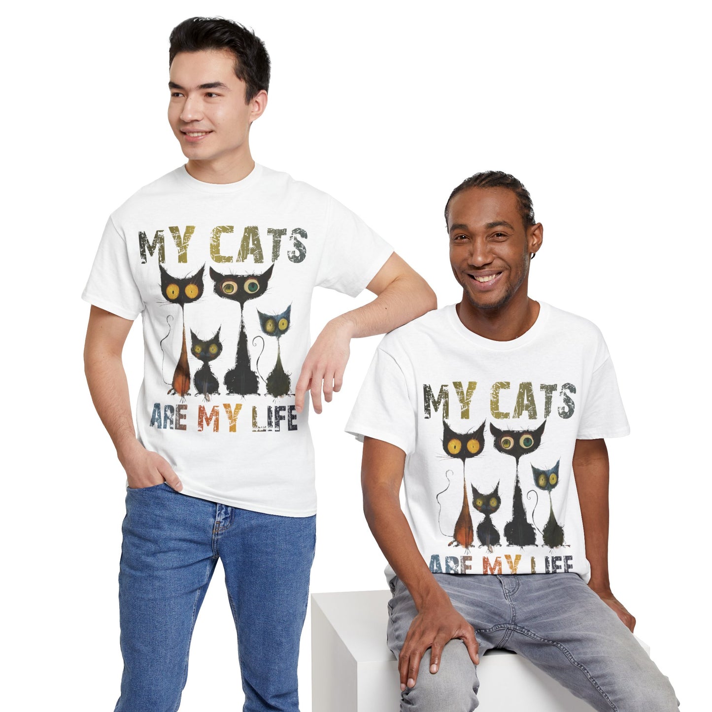 My Cats Unisex Tee, Natural Casual Gift for Him or Her, Cat Lover Tshirt, Funny Animal Shirt, Unisex Cotton Tee