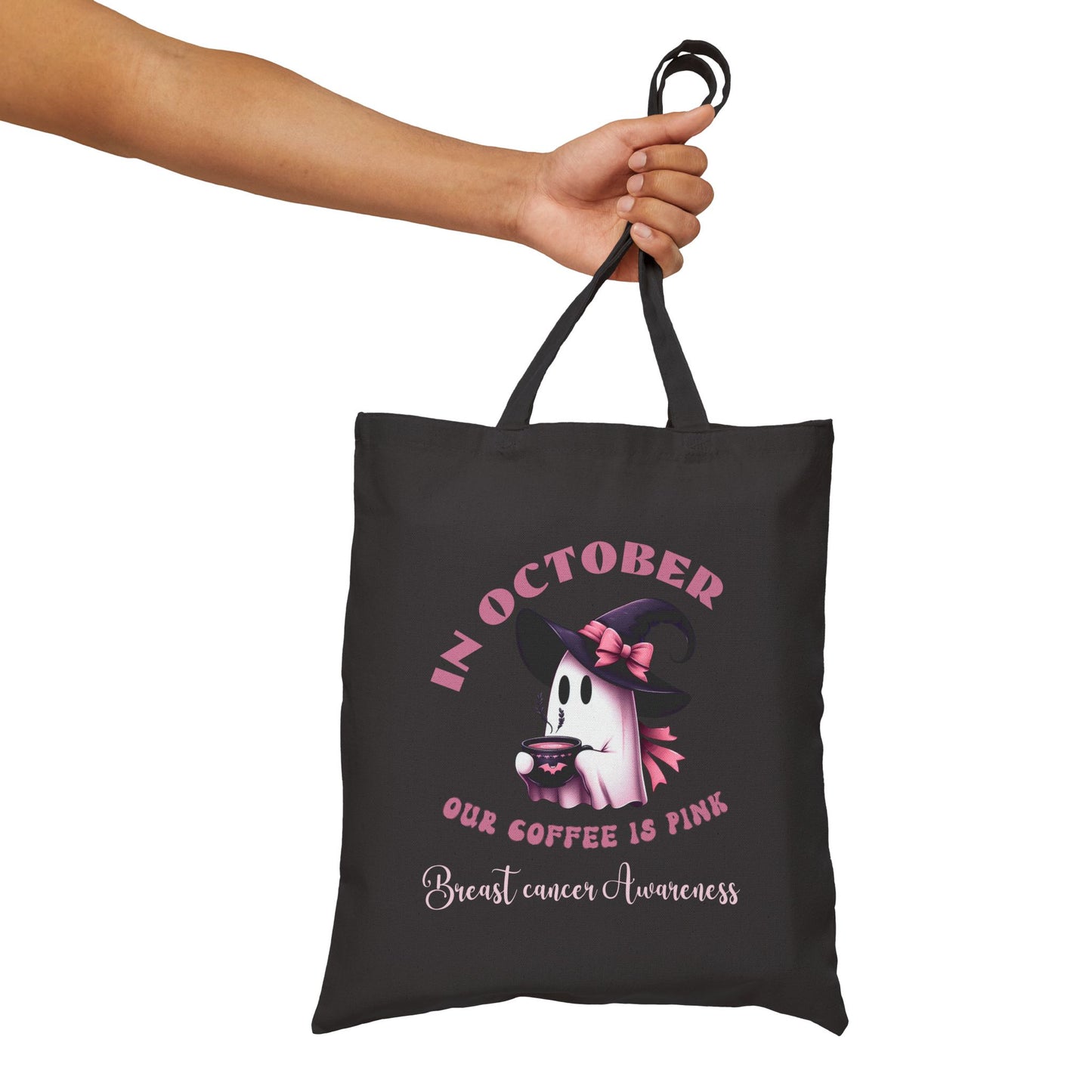 Cotton Canvas Tote Bag, Pink Tote Bags - Breast Cancer Awareness