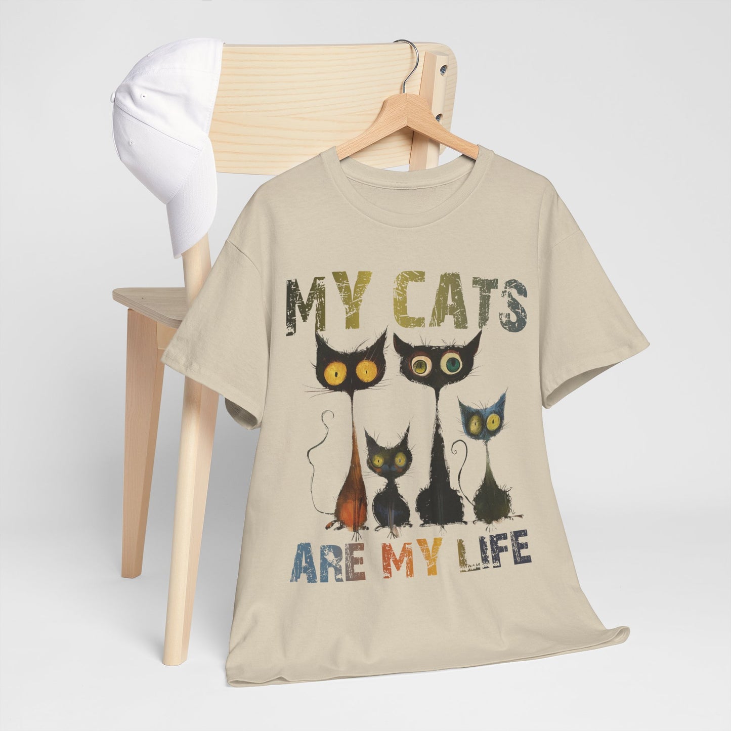 My Cats Unisex Tee, Natural Casual Gift for Him or Her, Cat Lover Tshirt, Funny Animal Shirt, Unisex Cotton Tee