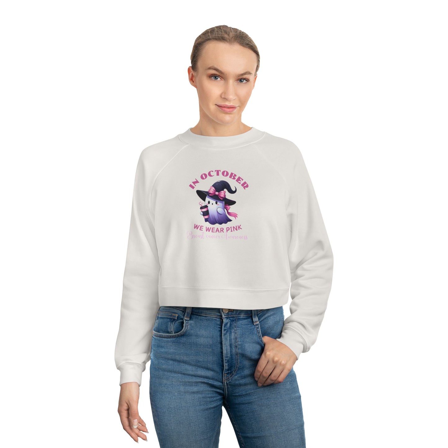 Cropped Sweatshirt Breast Cancer Awareness October Pink Pullover