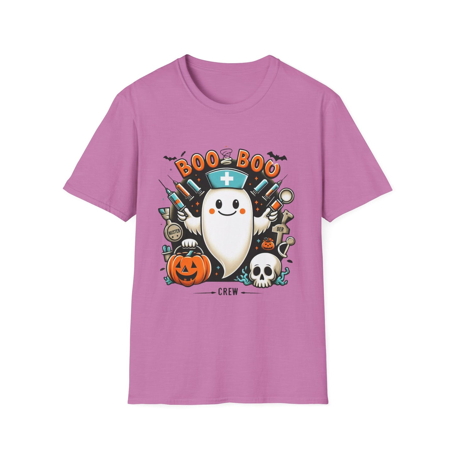 Unisex Softstyle T-Shirt, Camiseta Unisex Softstyle de Halloween con Enfermera Fantasmita – Ideal para Celebraciones Espeluznantes”, Shirt halloween