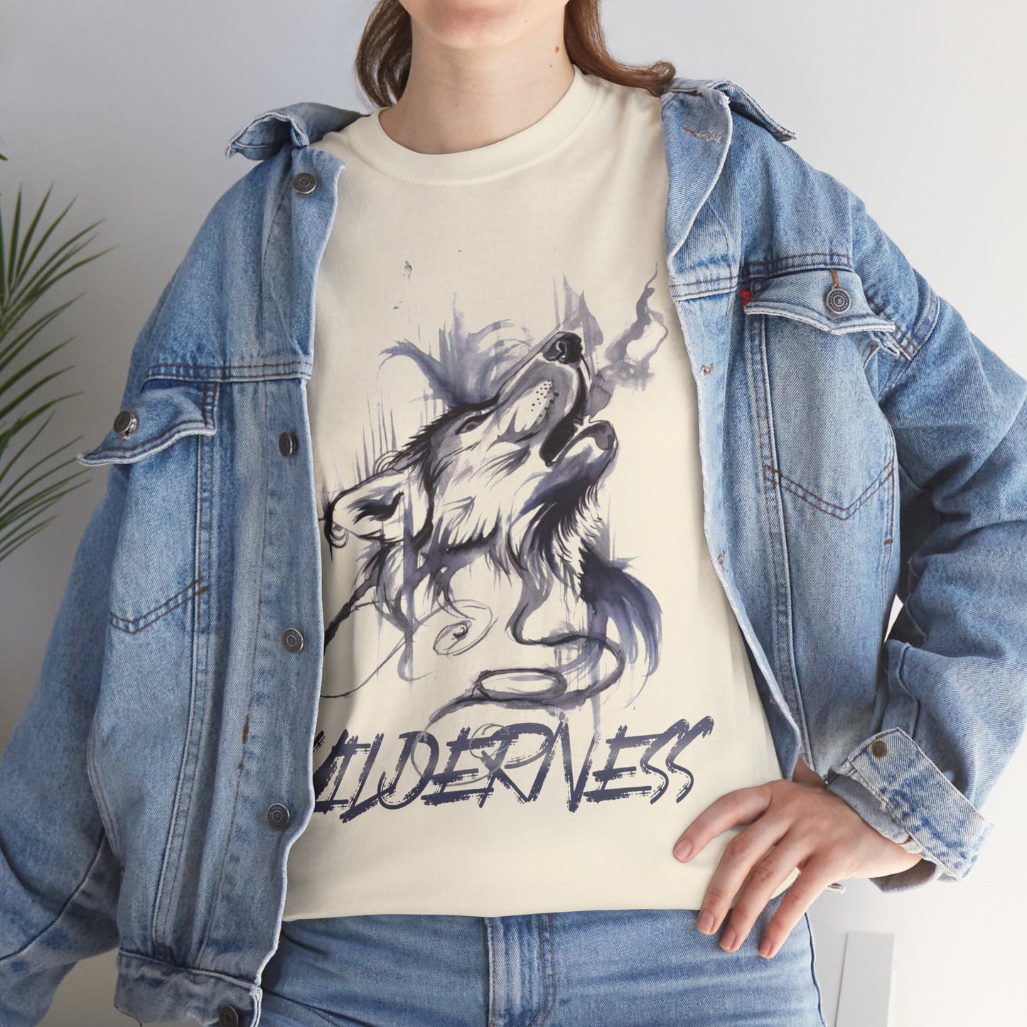 Wolf Design Wilderness Unisex Heavy Cotton Tee, Casual Gift, Men Women Nature Shirt