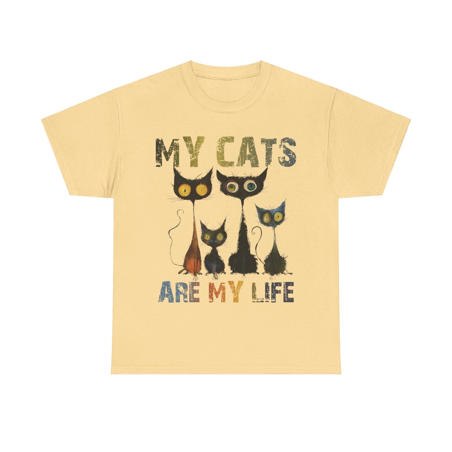 My Cats Unisex Tee, Natural Casual Gift for Him or Her, Cat Lover Tshirt, Funny Animal Shirt, Unisex Cotton Tee