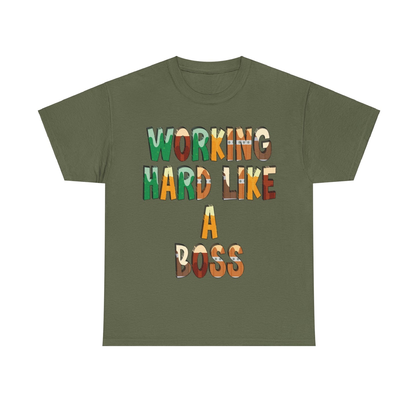 Boss Quote Unisex Heavy Cotton Tee, Working Hard Like a Boss, Unisex Tee, Graphic Tee, Funny Tee, Hispanic Boss Shirt