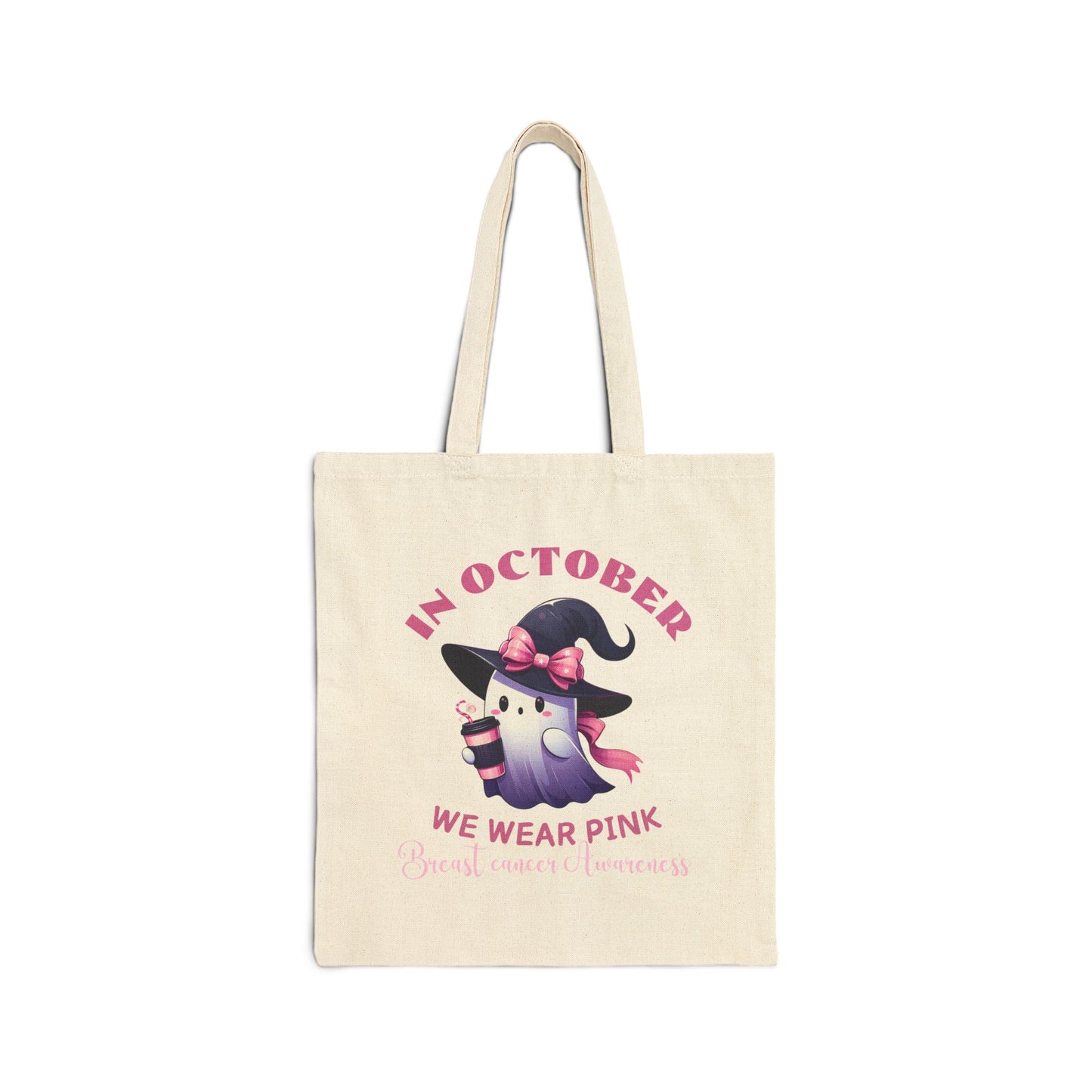 Cotton Canvas Tote Bag, Pink Tote Bags - Breast Cancer Awareness