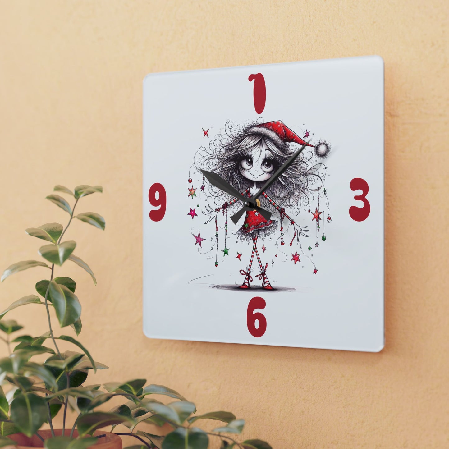 Reloj Navidad" - Acrylic Wall Clock, Christmas Decor, Gift, Home Decoration