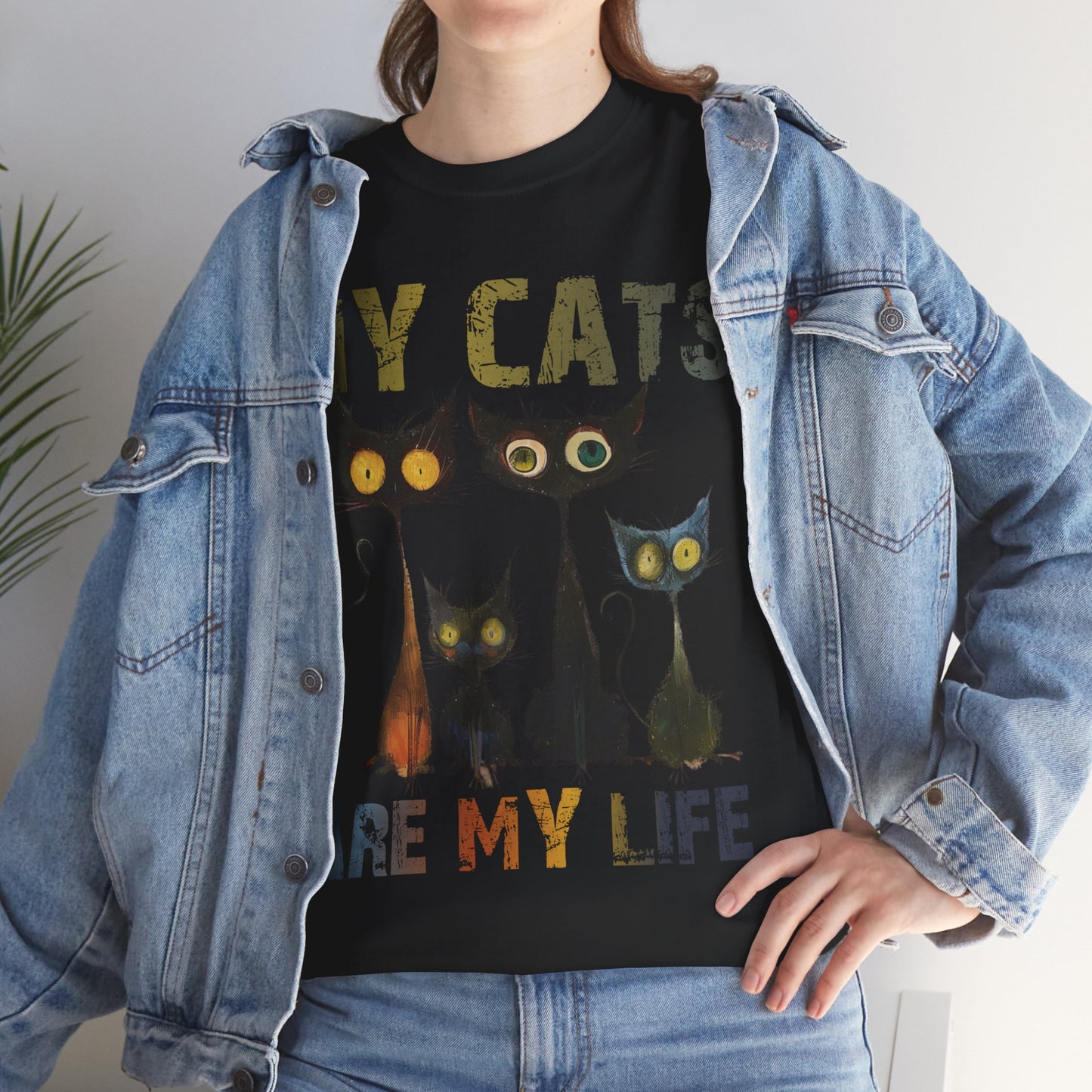 My Cats Unisex Tee, Natural Casual Gift for Him or Her, Cat Lover Tshirt, Funny Animal Shirt, Unisex Cotton Tee