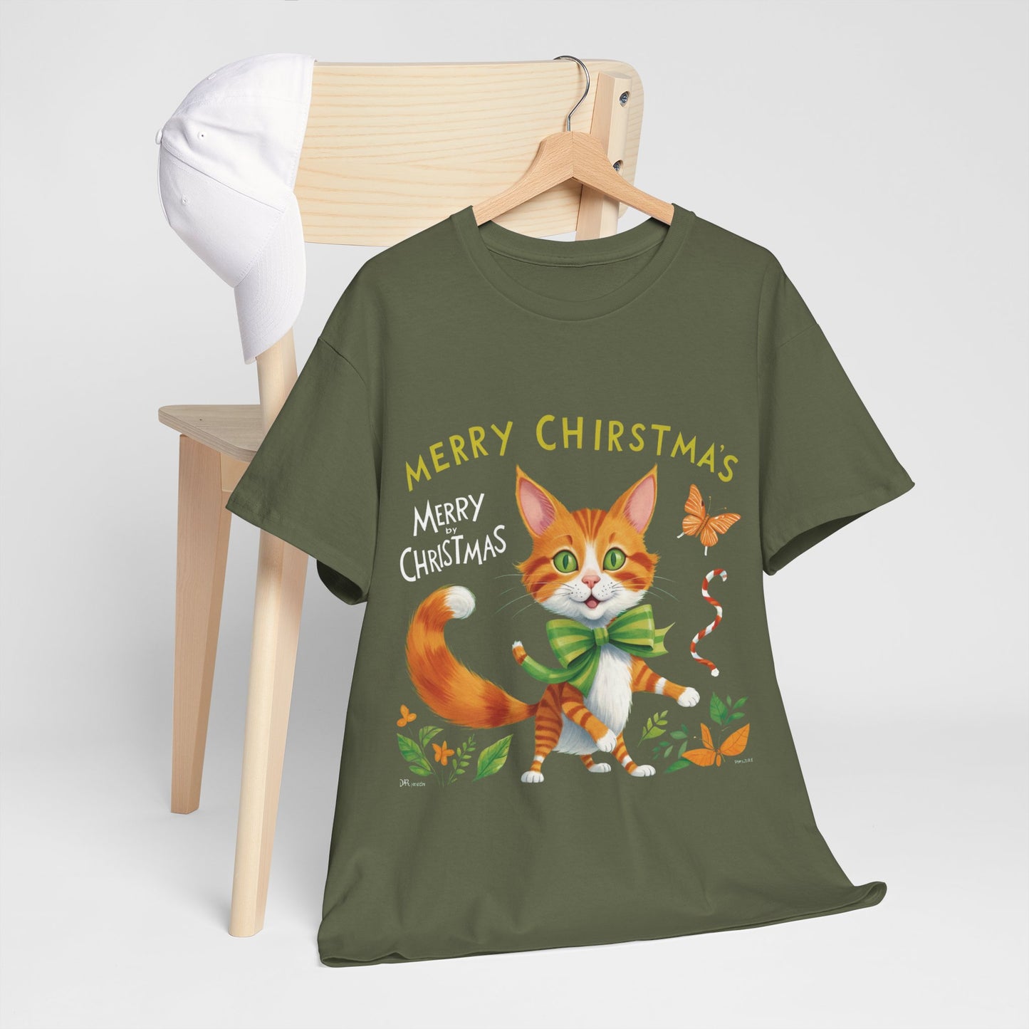 Unisex Heavy Cotton Tee - Gato Navidad