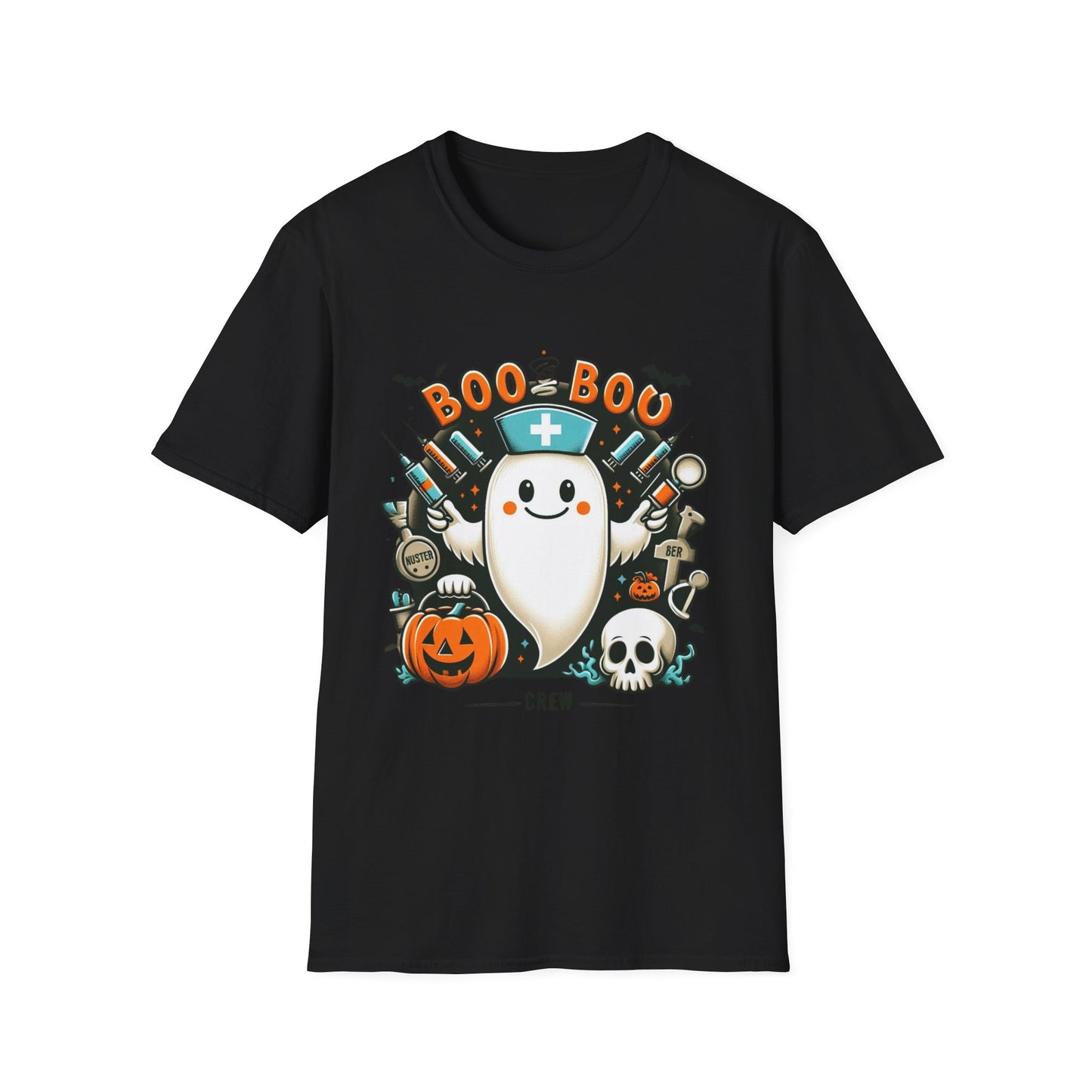 Unisex Softstyle T-Shirt, Camiseta Unisex Softstyle de Halloween con Enfermera Fantasmita – Ideal para Celebraciones Espeluznantes”, Shirt halloween