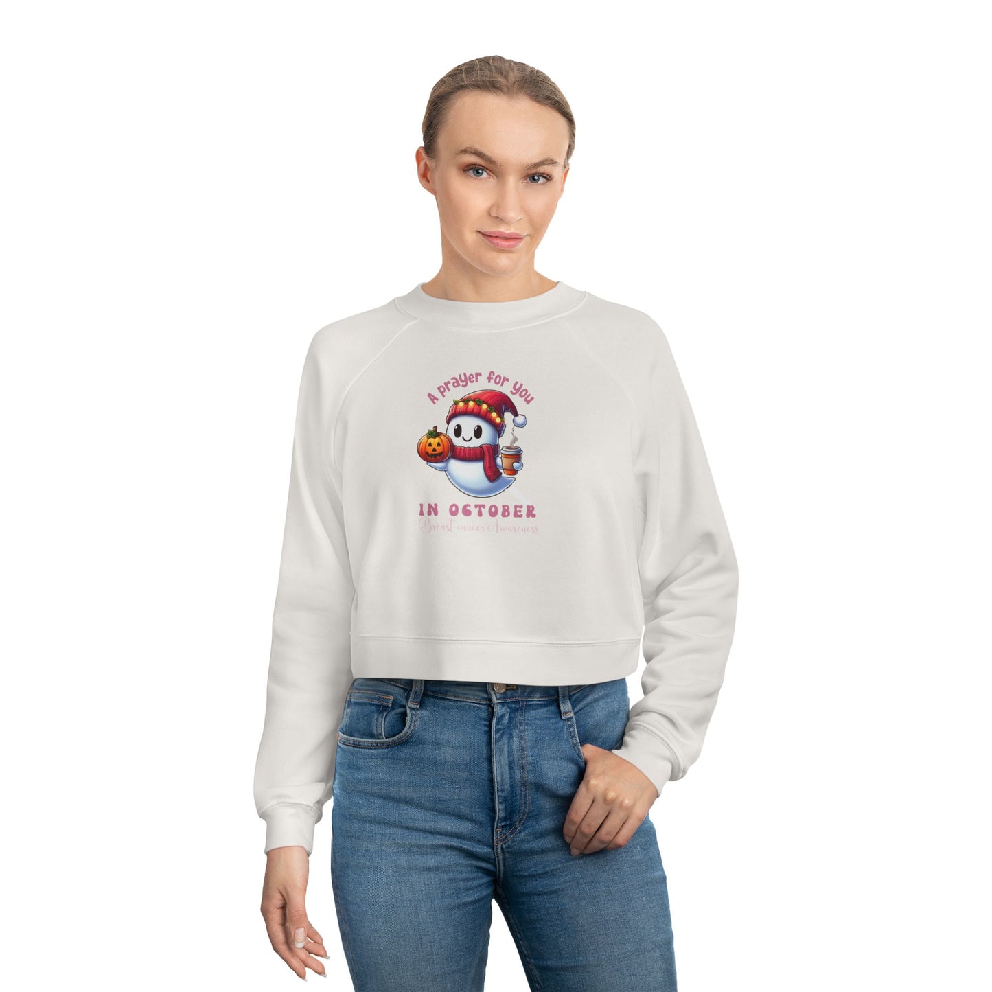 Cropped Sweatshirt Breast Cancer Awareness October Pink Pullover