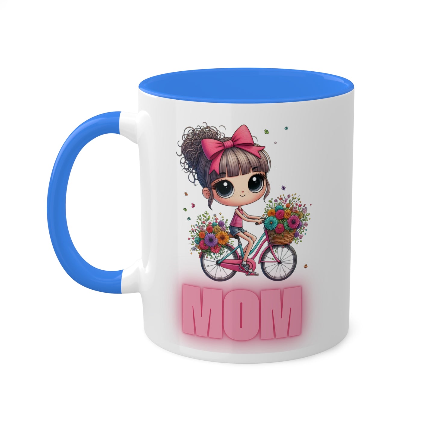 Colorful Mugs, 11oz, Bike Mom Mug – Perfect for Cycling Enthusiasts, Cycling Queen Mug – For Moms on Two Wheels