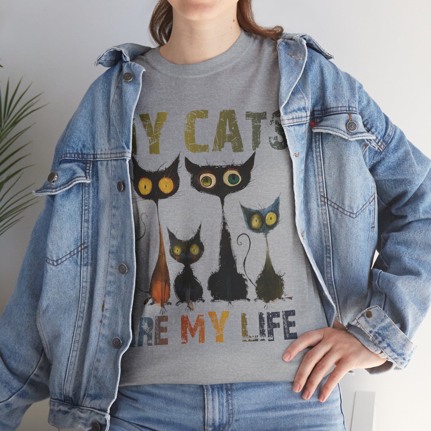 My Cats Unisex Tee, Natural Casual Gift for Him or Her, Cat Lover Tshirt, Funny Animal Shirt, Unisex Cotton Tee