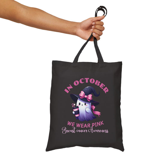 Cotton Canvas Tote Bag, Pink Tote Bags - Breast Cancer Awareness